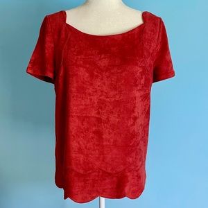 Final price ❗️Deep Orange Suede Scallop Hem Blouse Size Medium